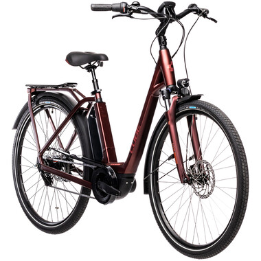 Bicicleta de paseo eléctrica CUBE TOWN HYBRID PRO 500 WAVE Rojo 2021 0